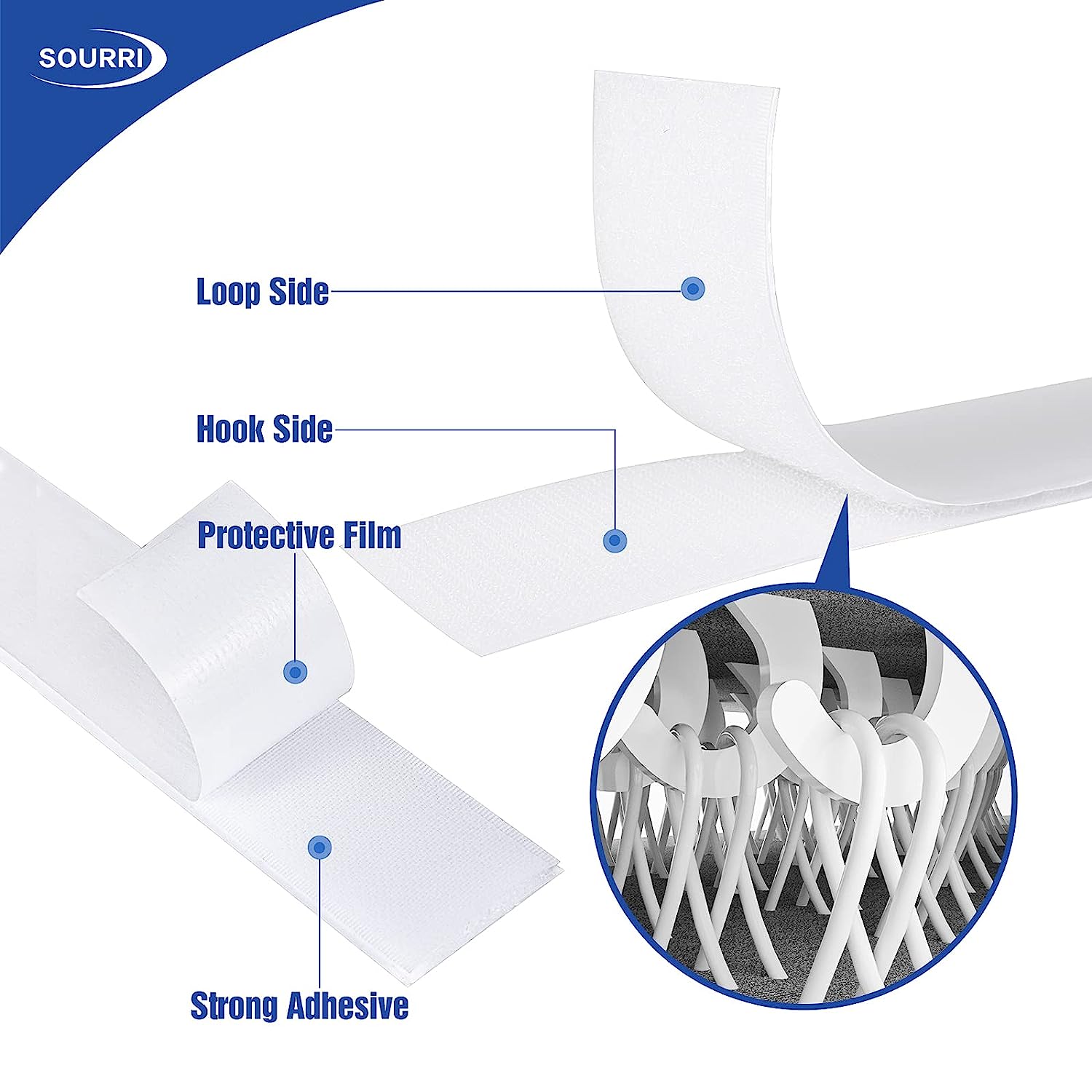 1 Inch x 26 Feet Hook and Loop Tape Sticky Back Fastener Roll, Nylon Self Adhesive Heavy Duty Strips Fastener for Home Office School Car and Crafting Organization - Image 5